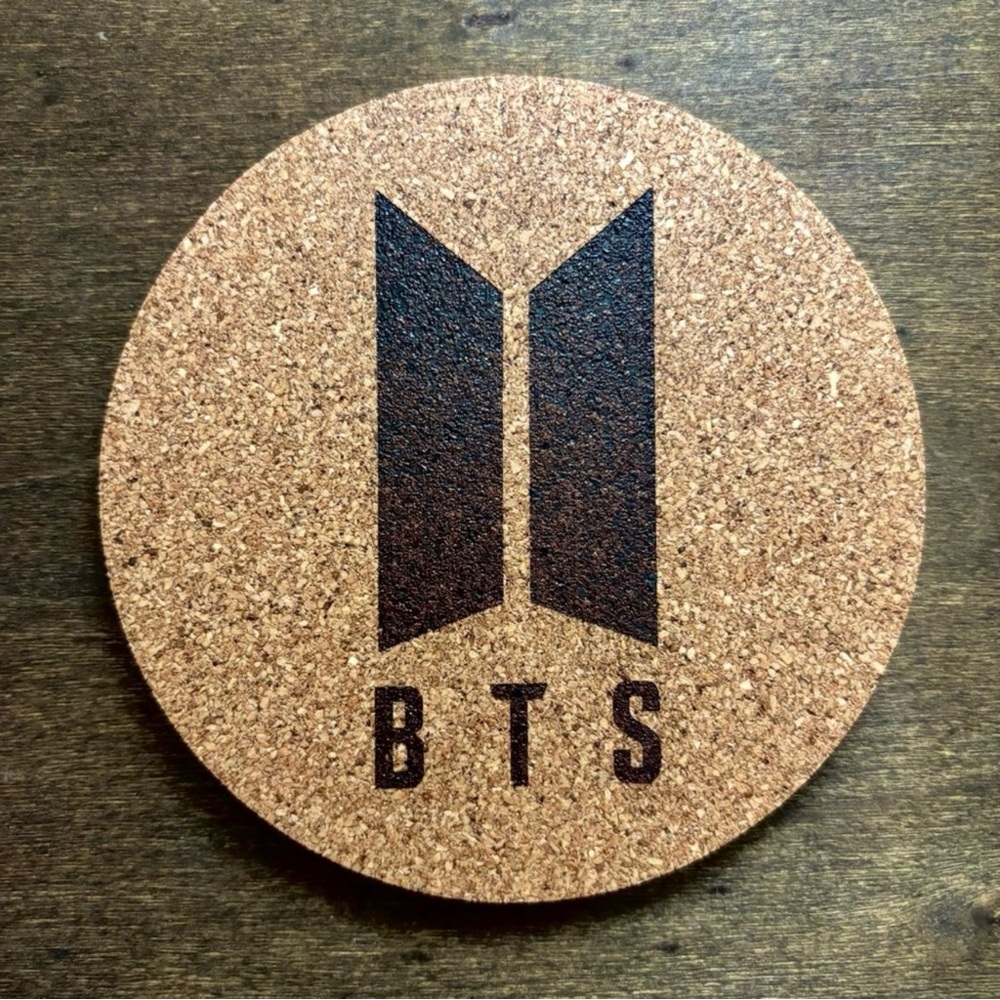 BTS Logo Laser Engraved Cork Coaster #2